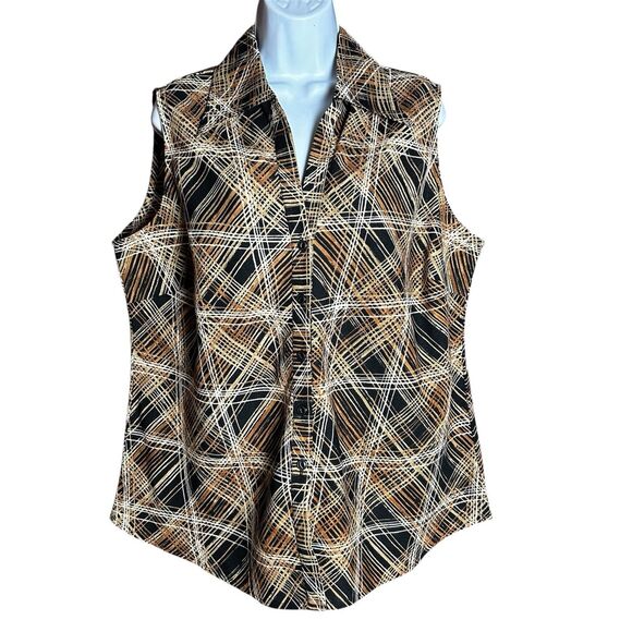Blue‎ Diamond Plus Women’s Size 16 Sleeveless V- Neck Blouse - Picture 1 of 5